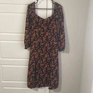 Missguided midi dress. Size 6. Navy blue with rose pattern.